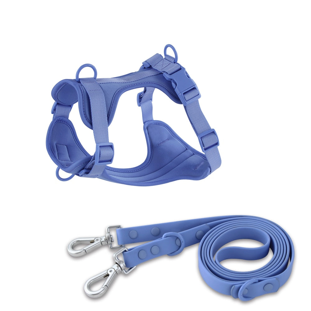 pvc-comfortable-harness-adjustable-dog-chest-strap-leash - Pawreta