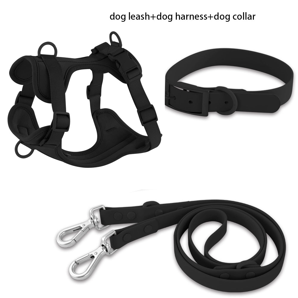 pvc-comfortable-harness-adjustable-dog-chest-strap-leash - Pawreta