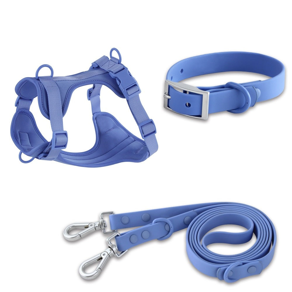 pvc-comfortable-harness-adjustable-dog-chest-strap-leash - Pawreta