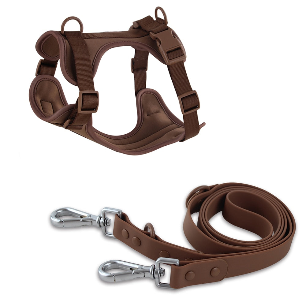 pvc-comfortable-harness-adjustable-dog-chest-strap-leash - Pawreta