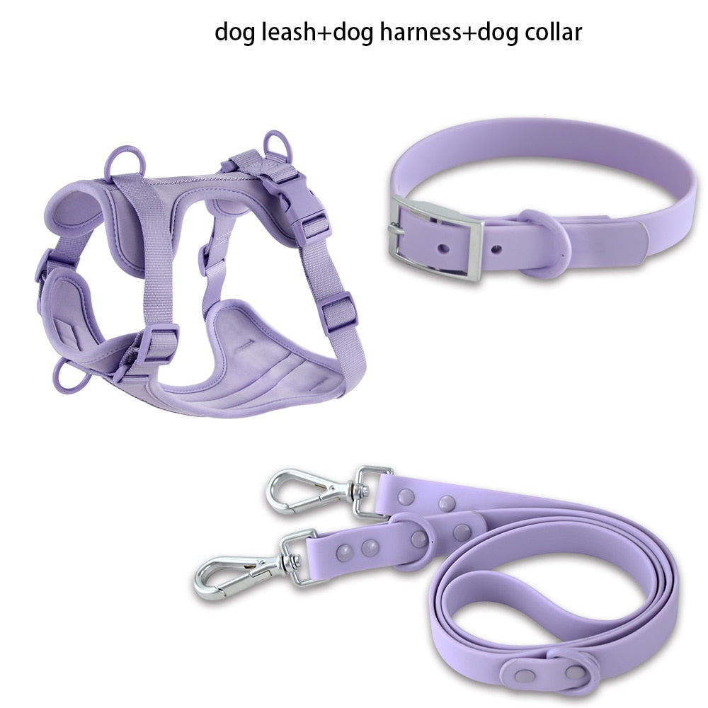 pvc-comfortable-harness-adjustable-dog-chest-strap-leash - Pawreta
