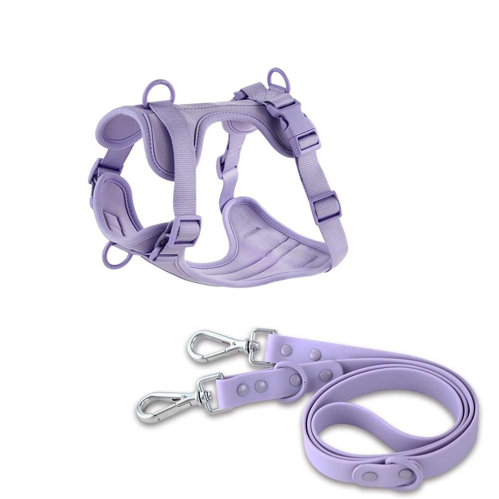 pvc-comfortable-harness-adjustable-dog-chest-strap-leash - Pawreta