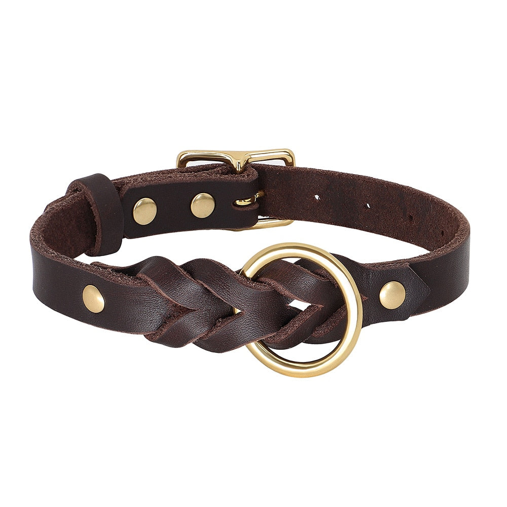 leather-braided-dog-collar-and-leash-sets - Pawreta