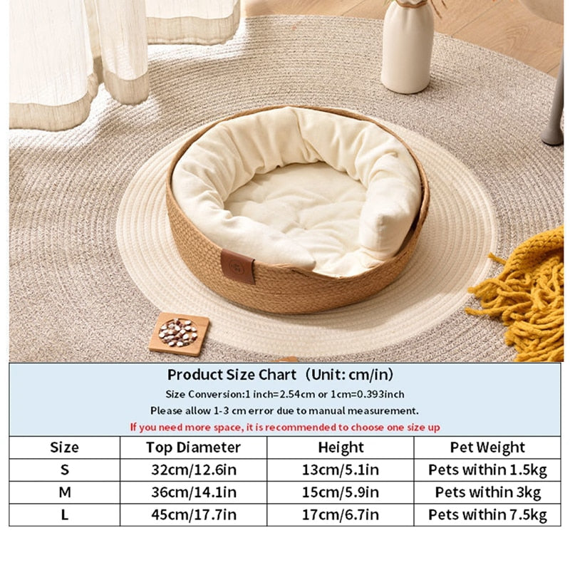 Pet Bed Sofa Handmade Bamboo Weaving Four Season Cozy Nest Baskets - Pawreta