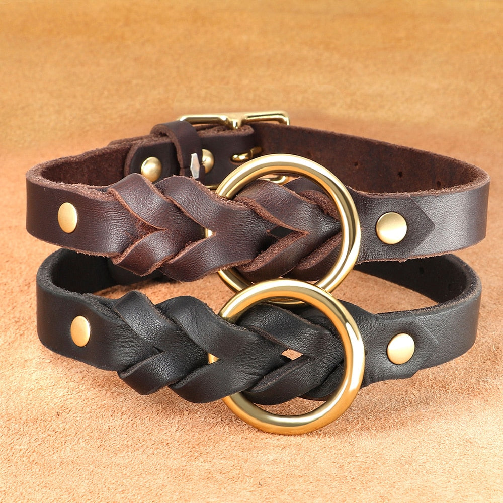 leather-braided-dog-collar-and-leash-sets - Pawreta