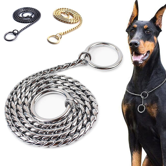 metal-snake-chain-dog-collar - Pawreta